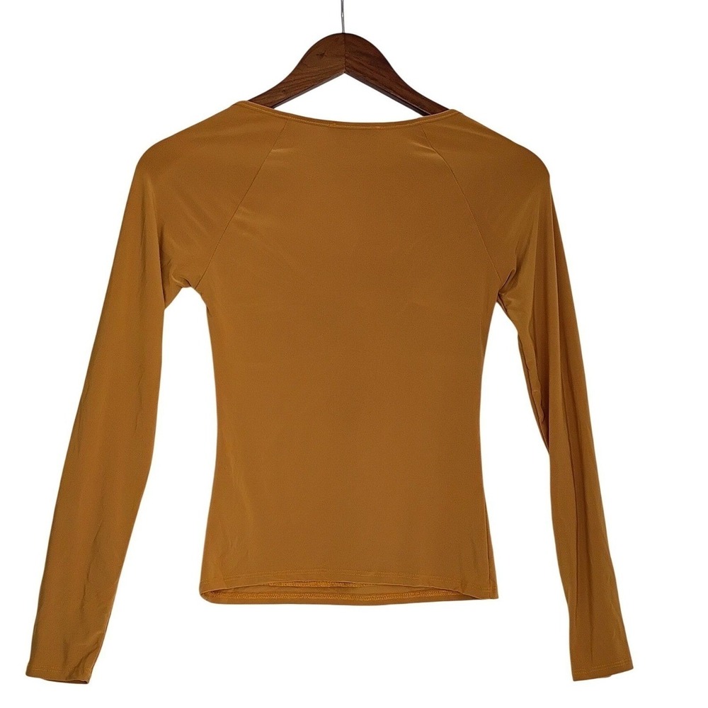 2 Saints New Mustard Women Y2K Coquette Twist Front Long Sleeve Top Size S NWOT - Picture 3 of 5
